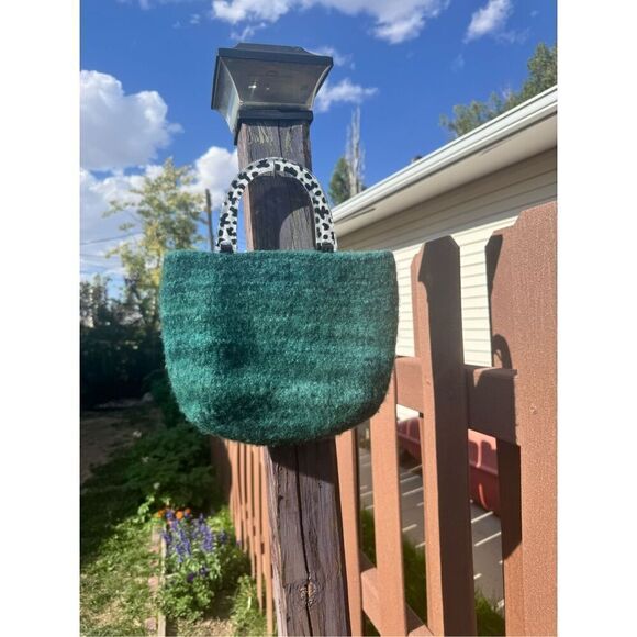 Green wool purse lucite handle Jack Mary - Picture 2 of 14